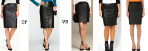 leather panel pencil skirts